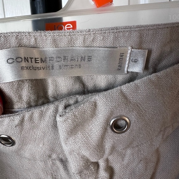 Linen light tan pants either cuffed bottom hem - Picture 3 of 7